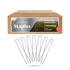 12 in. Heavy Duty Landscape Staples - 37% Thicker - 8 Gauge Galvanized Steel