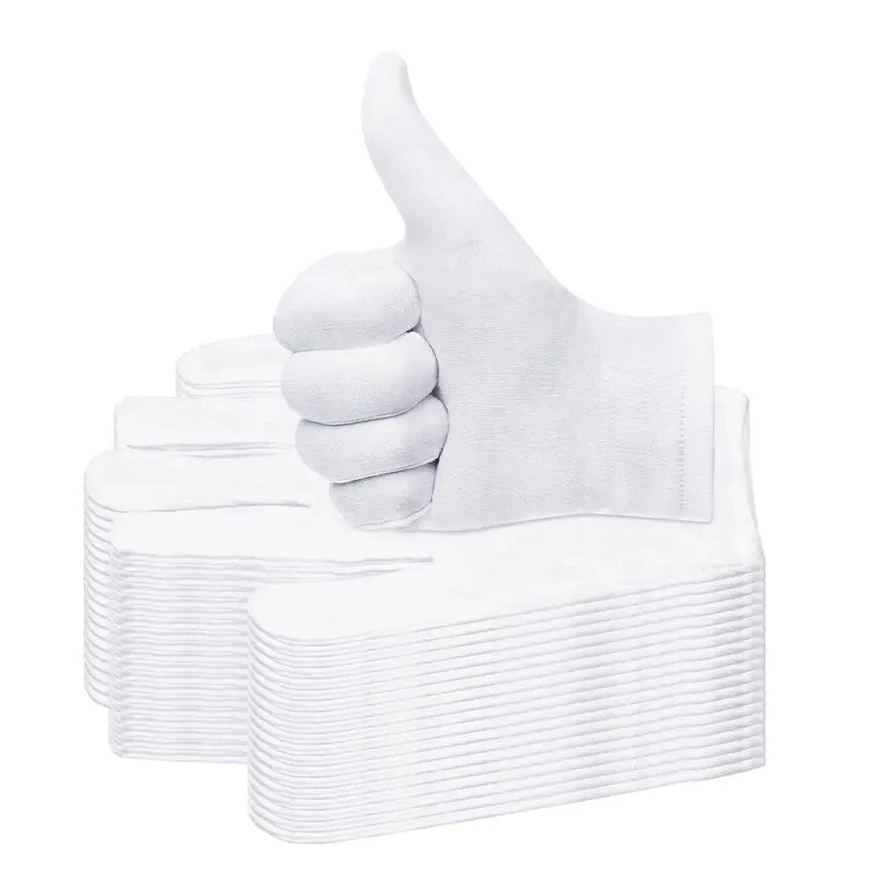 12 Pairs Cotton White Gloves General Purpose Moisturising Lining Gloves S-XL Size
