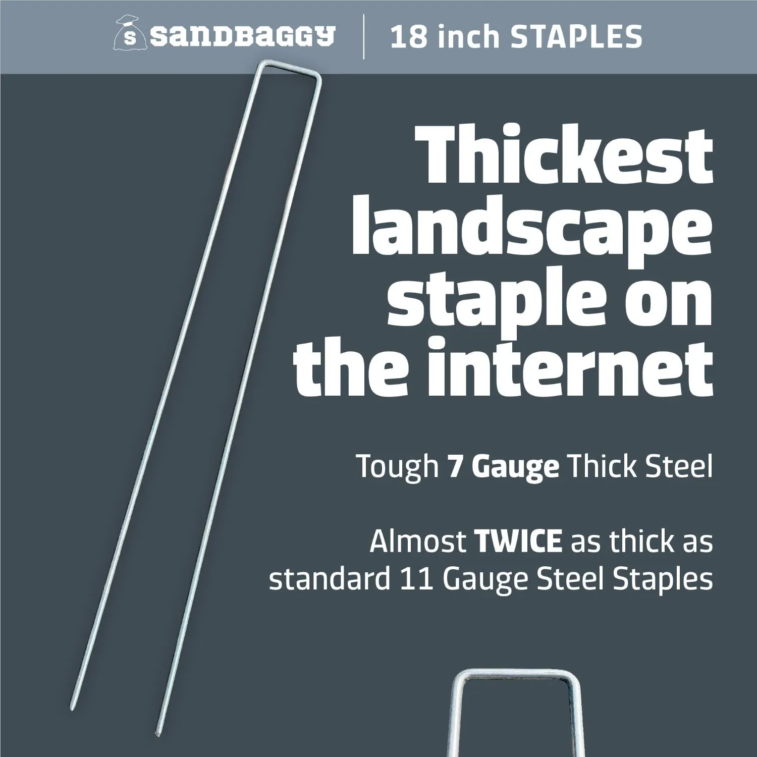18 in. Heavy Duty Landscape Staples - 7 Gauge Galvanized Steel