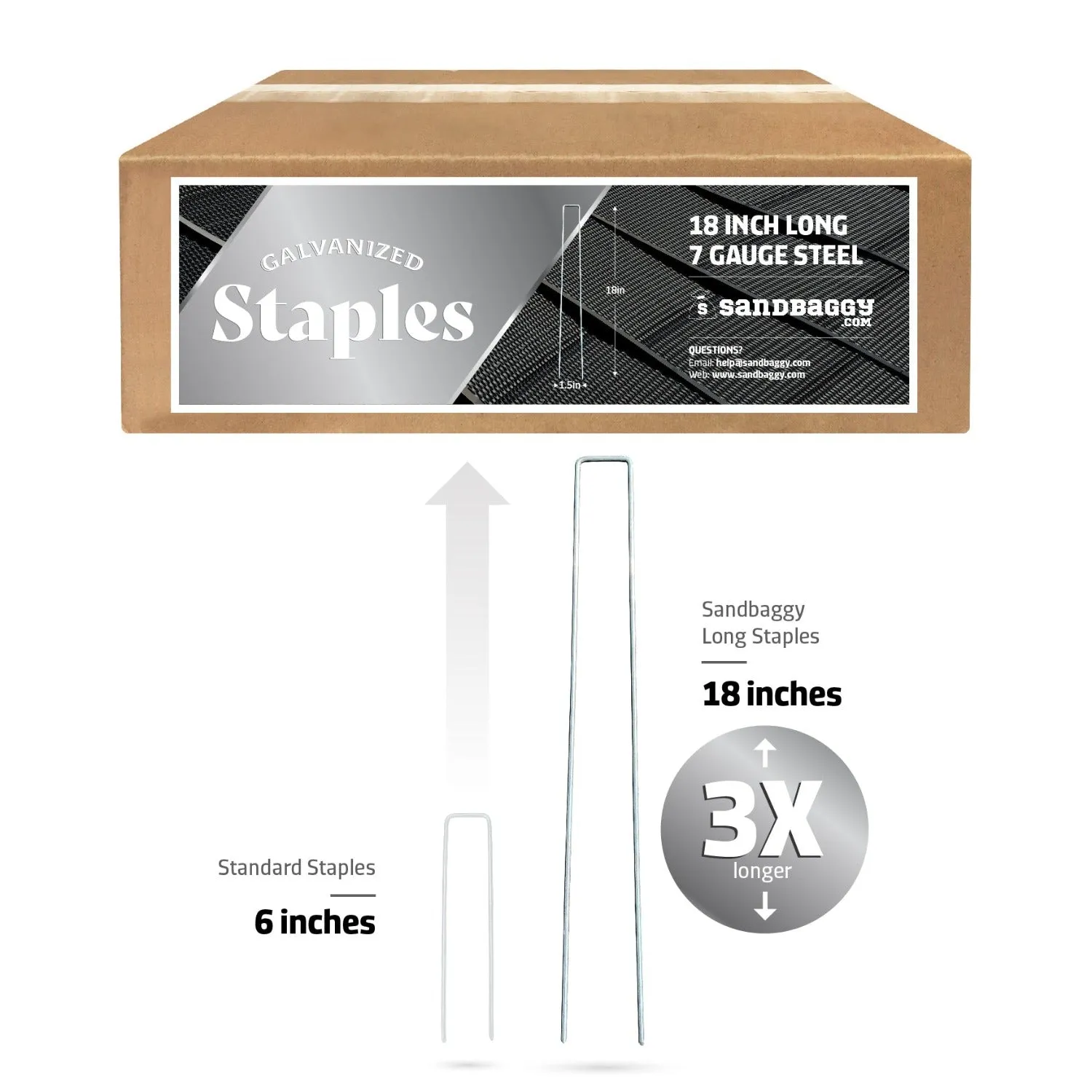 18 in. Heavy Duty Landscape Staples - 7 Gauge Galvanized Steel