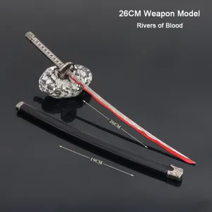 26cm Elden Game Ring Peripheral Replica Miniature Weapon Model Samurai Sword Rivers of Blood with Sheath Craft Ornaments for Kid