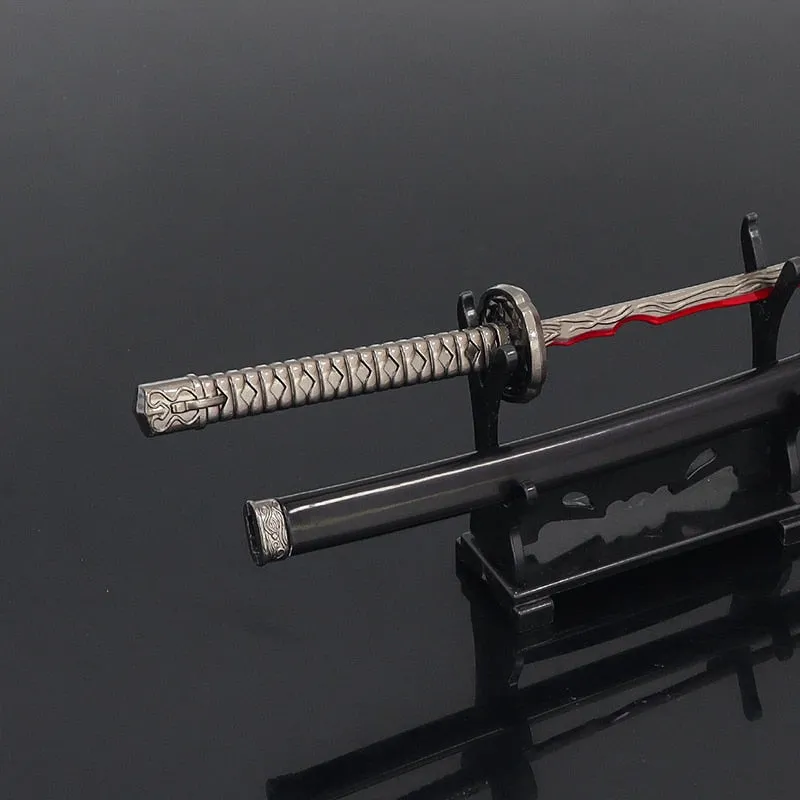 26cm Elden Game Ring Peripheral Replica Miniature Weapon Model Samurai Sword Rivers of Blood with Sheath Craft Ornaments for Kid