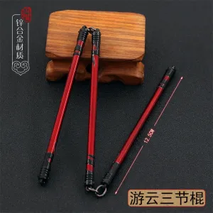 37.5CM Anime Peripherals Cold Weapons Models Three-section Stick Zinc Alloy Material Replica Miniature Decoration Toys for Kids