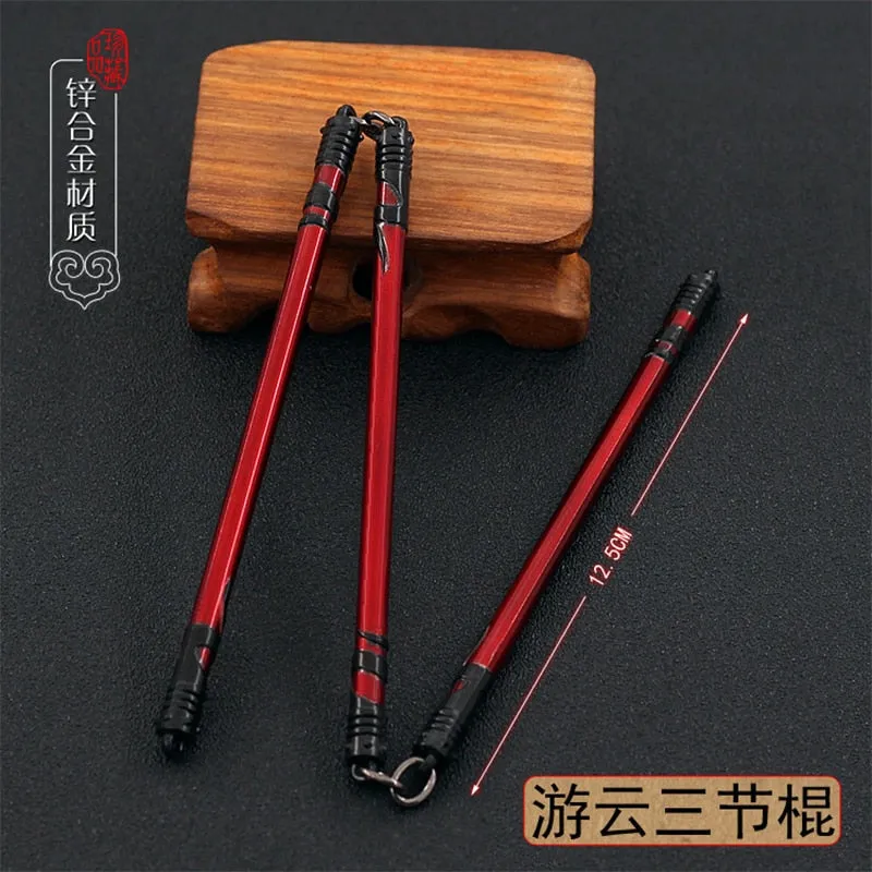 37.5CM Anime Peripherals Cold Weapons Models Three-section Stick Zinc Alloy Material Replica Miniature Decoration Toys for Kids