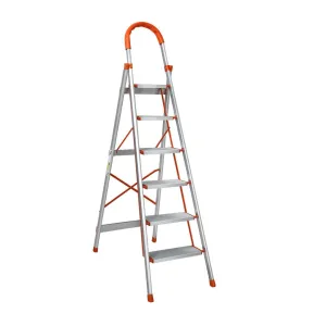 6-Step Multi-Purpose Folding Aluminum Ladder with Non-Slip Platform (Light Weight)