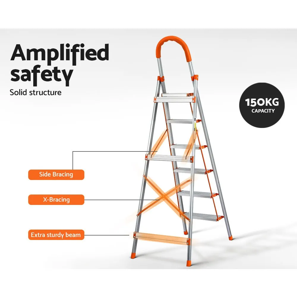 6-Step Multi-Purpose Folding Aluminum Ladder with Non-Slip Platform (Light Weight)