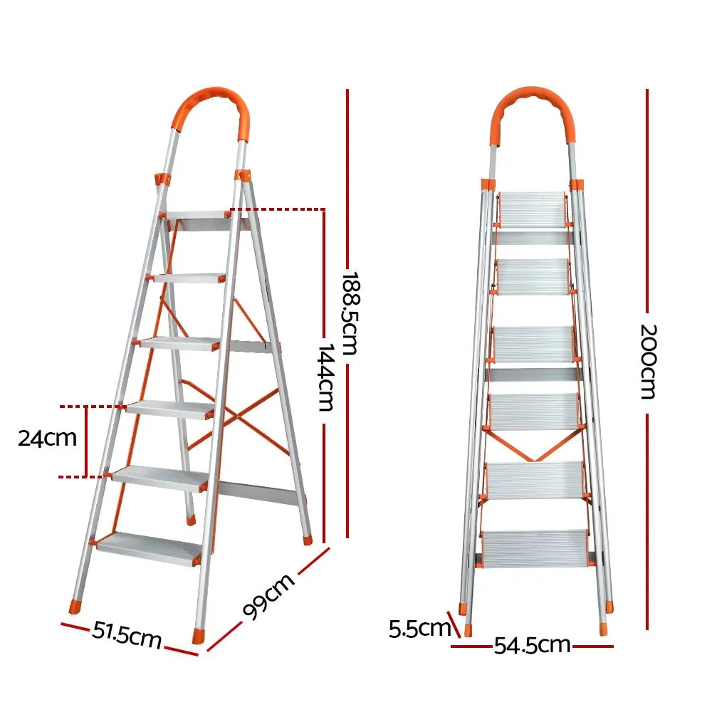 6-Step Multi-Purpose Folding Aluminum Ladder with Non-Slip Platform (Light Weight)