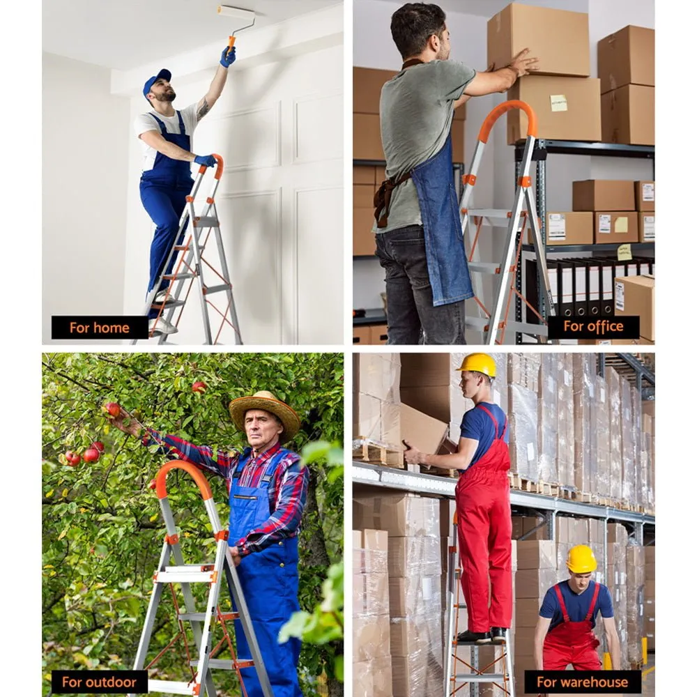 6-Step Multi-Purpose Folding Aluminum Ladder with Non-Slip Platform (Light Weight)