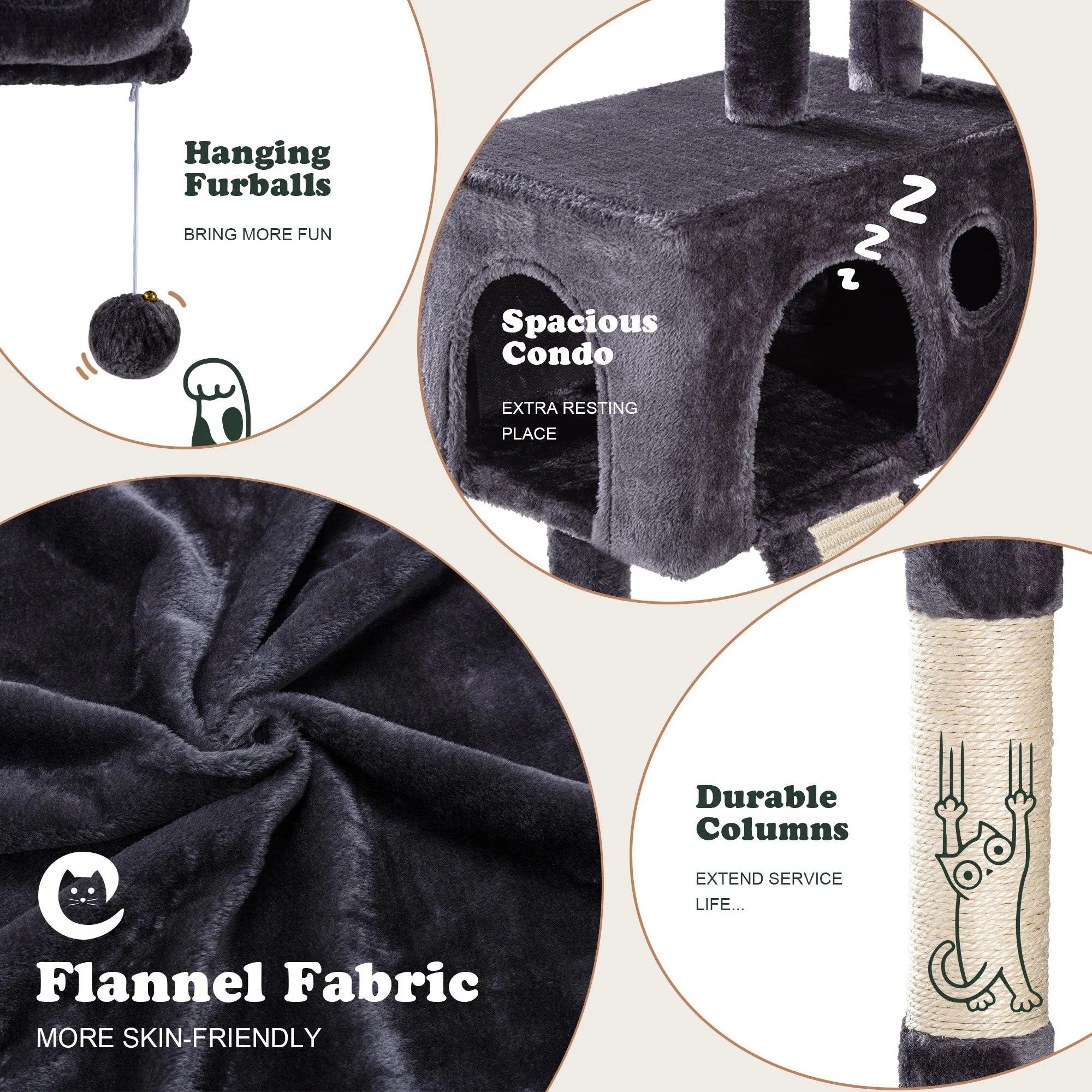68 Inches Multi-Level Large Cat Tree for Large Cats/Sisal Scratching Posts and Hammocks