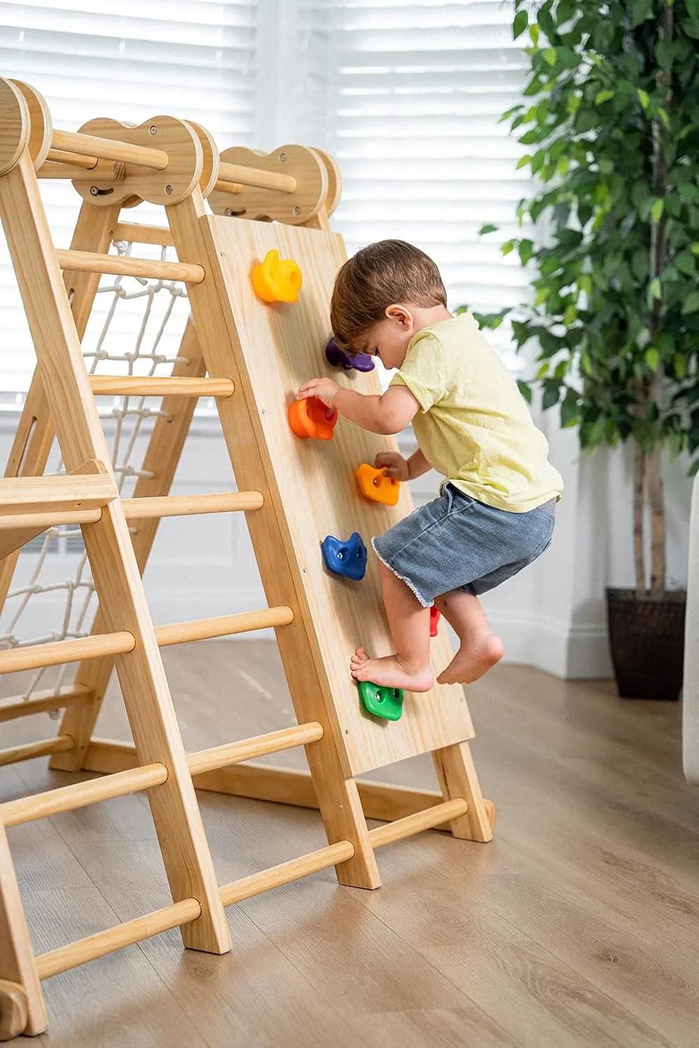 8-in-1 Indoor Playset - Slide, Climbing Wall, Monkey Bars & Swing
