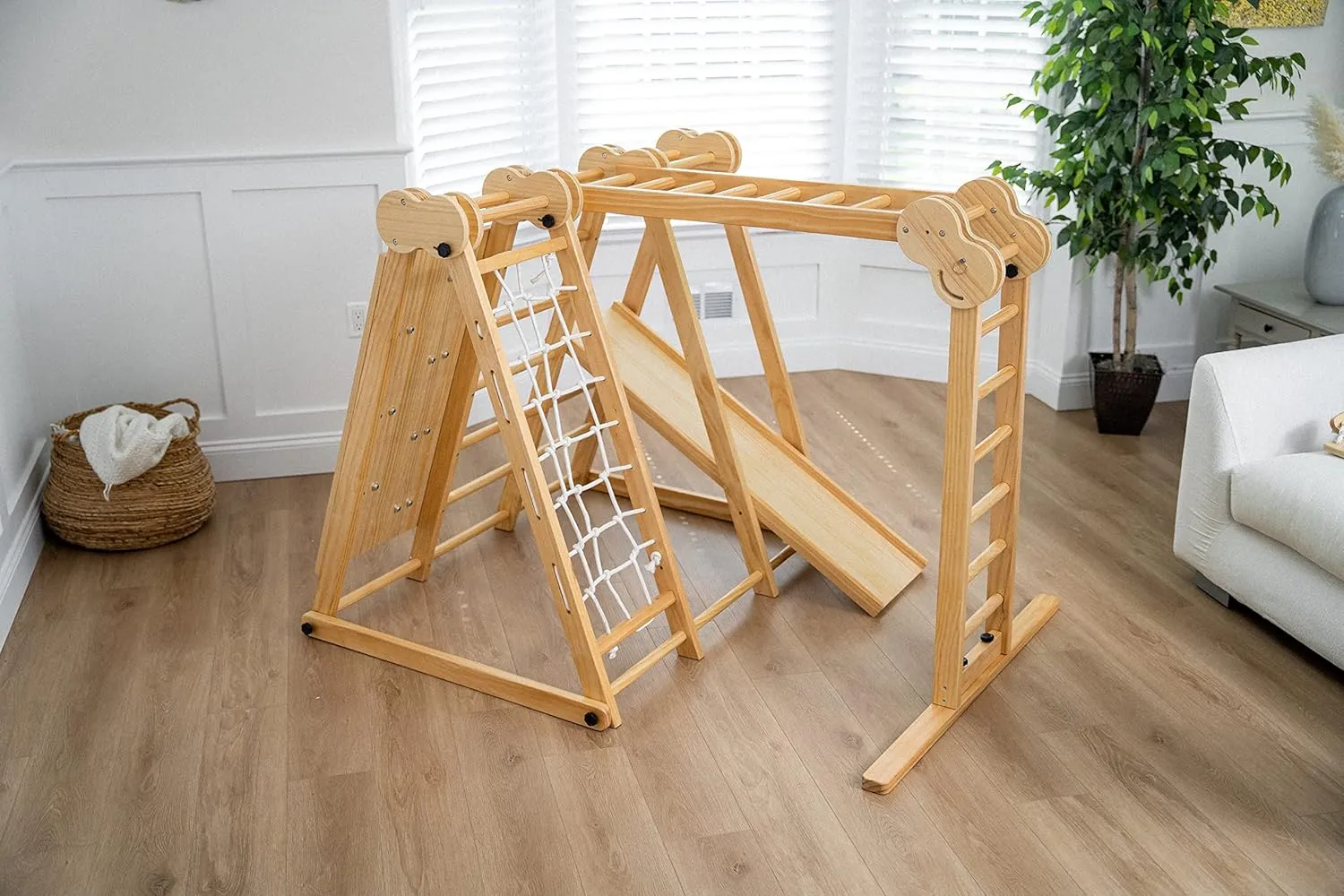 8-in-1 Indoor Playset - Slide, Climbing Wall, Monkey Bars & Swing