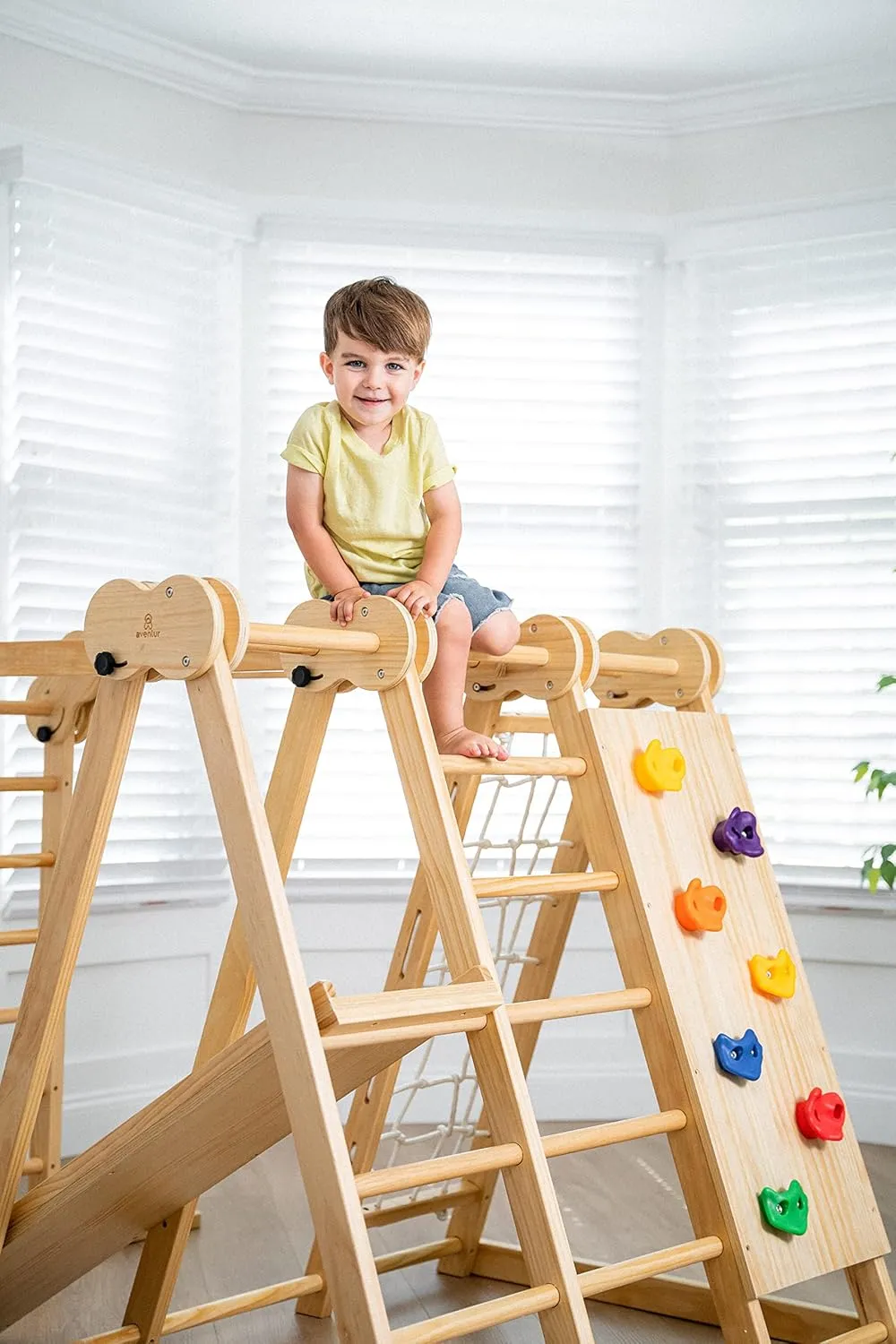 8-in-1 Indoor Playset - Slide, Climbing Wall, Monkey Bars & Swing