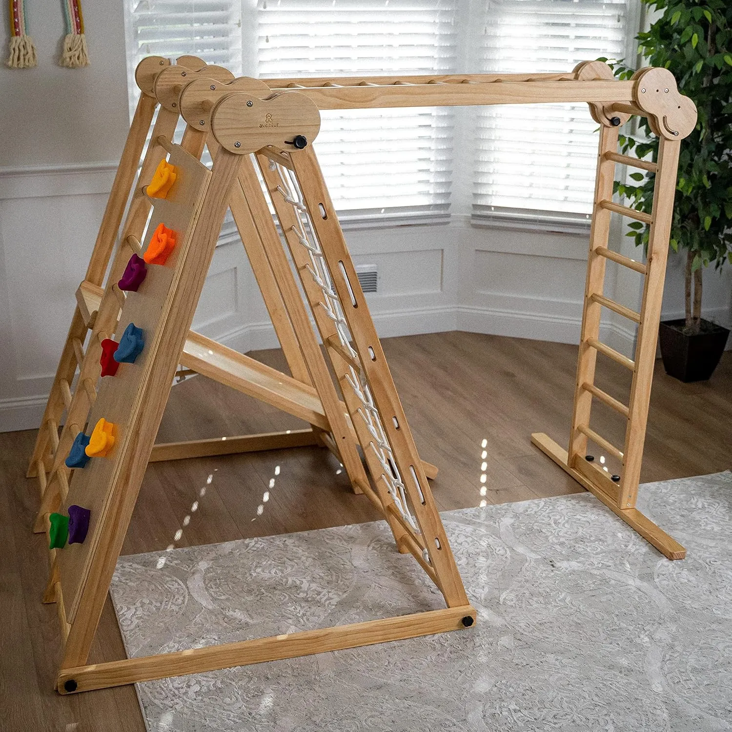 8-in-1 Indoor Playset - Slide, Climbing Wall, Monkey Bars & Swing