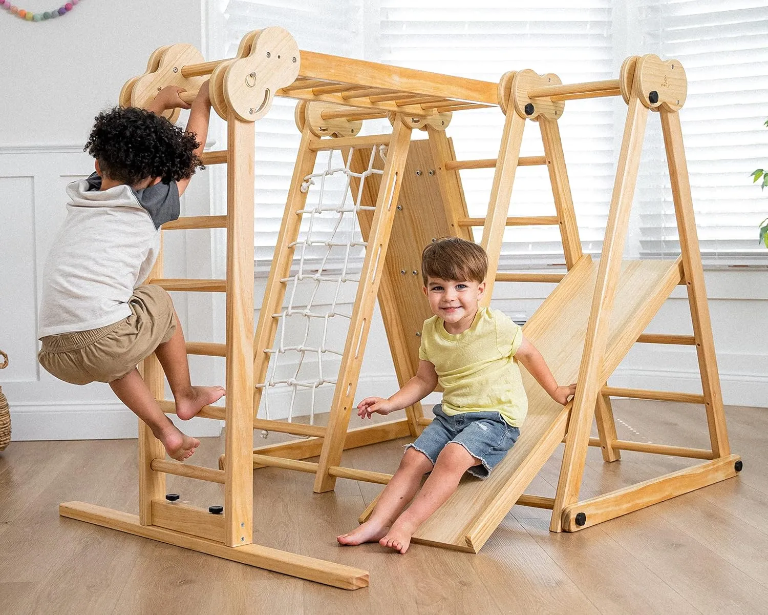 8-in-1 Indoor Playset - Slide, Climbing Wall, Monkey Bars & Swing
