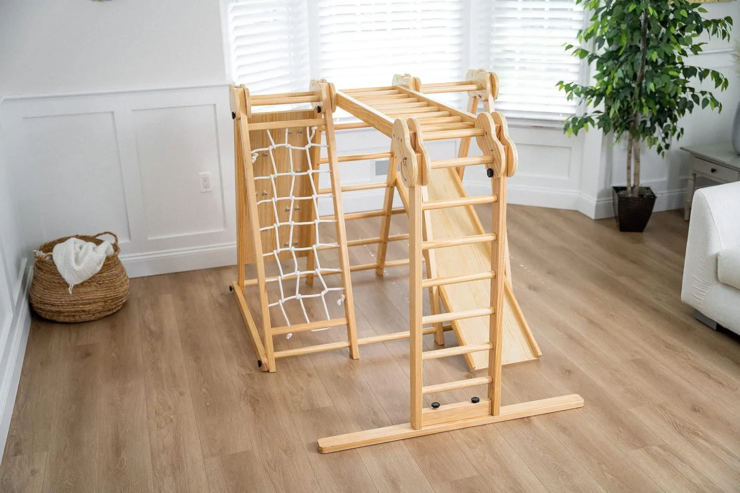 8-in-1 Indoor Playset - Slide, Climbing Wall, Monkey Bars & Swing