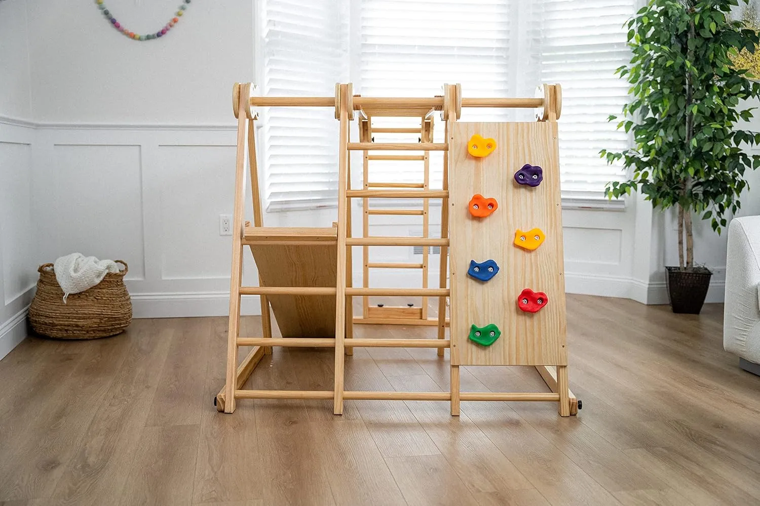 8-in-1 Indoor Playset - Slide, Climbing Wall, Monkey Bars & Swing