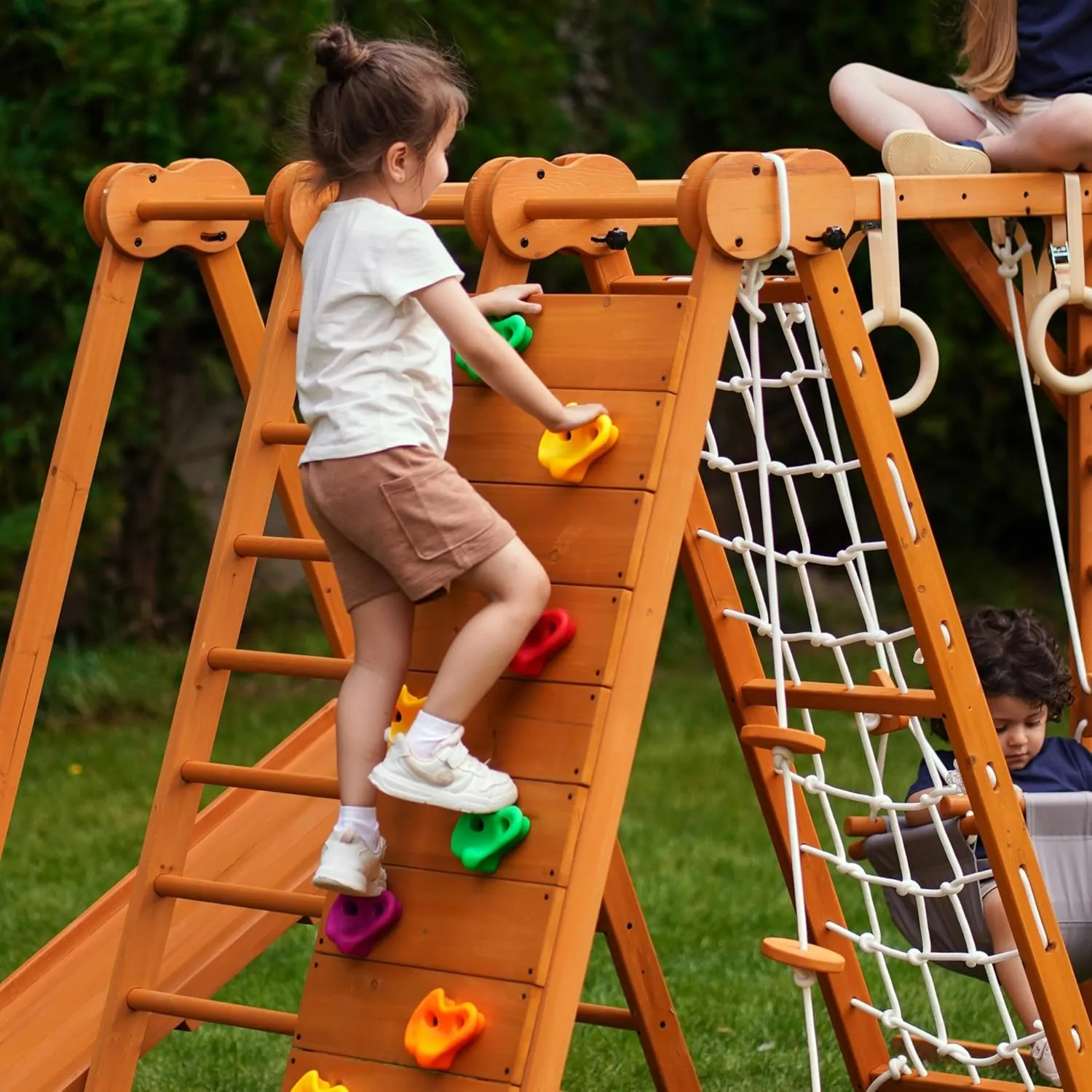 8-in-1 Indoor Playset - Slide, Climbing Wall, Monkey Bars & Swing