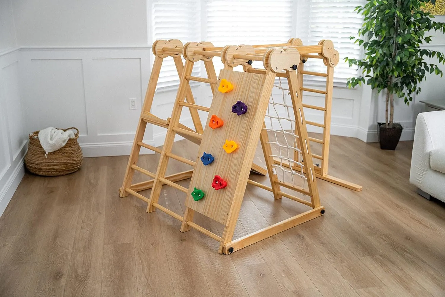 8-in-1 Indoor Playset - Slide, Climbing Wall, Monkey Bars & Swing