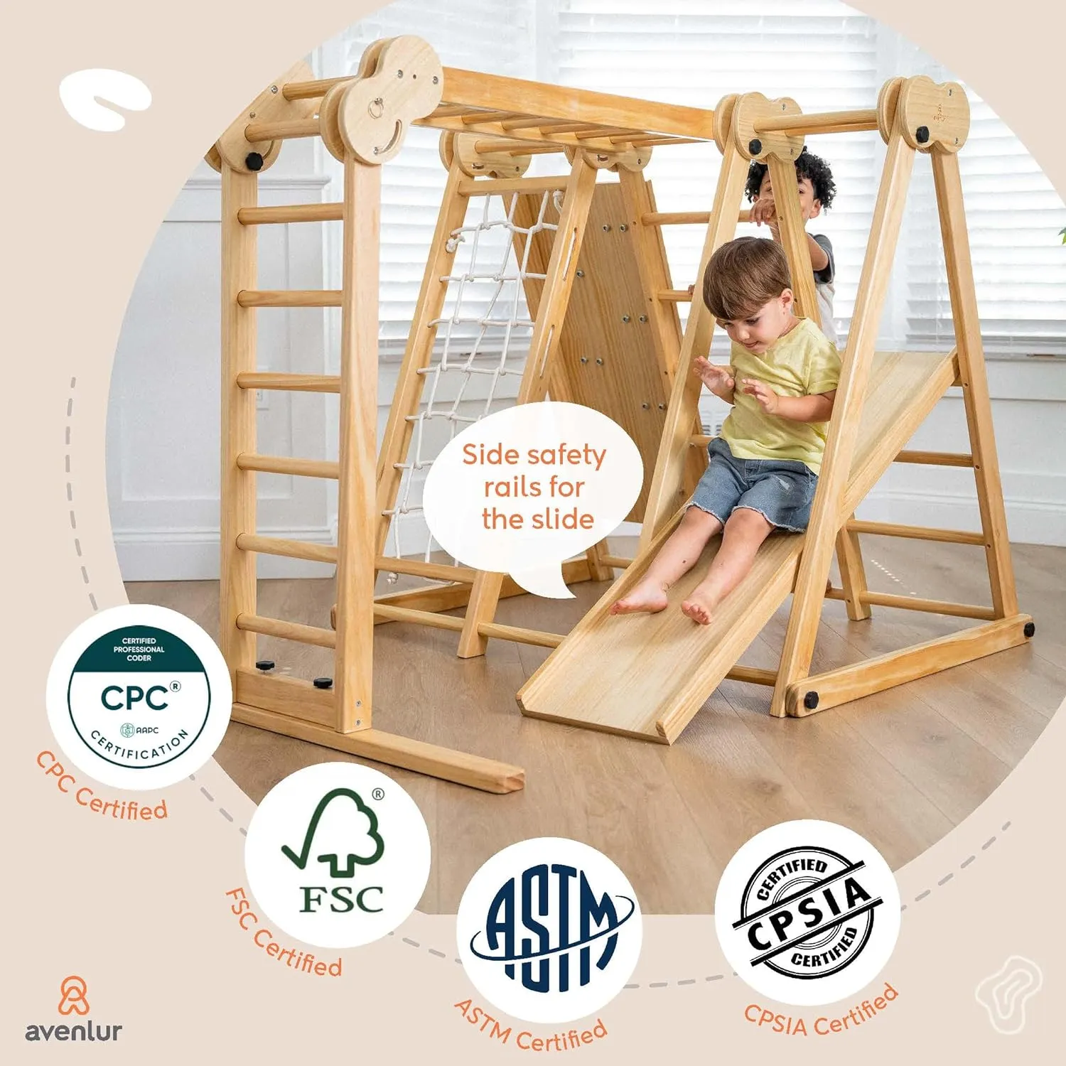 8-in-1 Indoor Playset - Slide, Climbing Wall, Monkey Bars & Swing