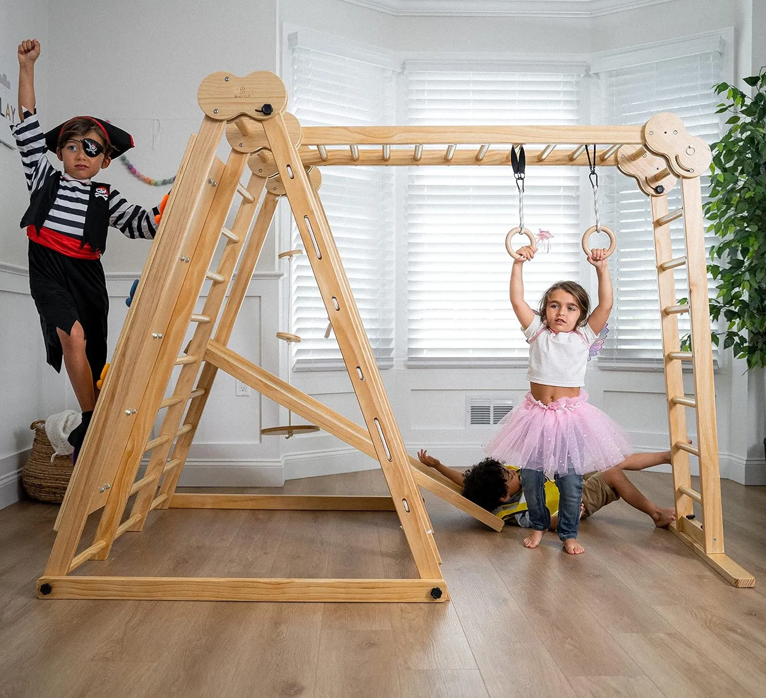 8-in-1 Indoor Playset - Slide, Climbing Wall, Monkey Bars & Swing