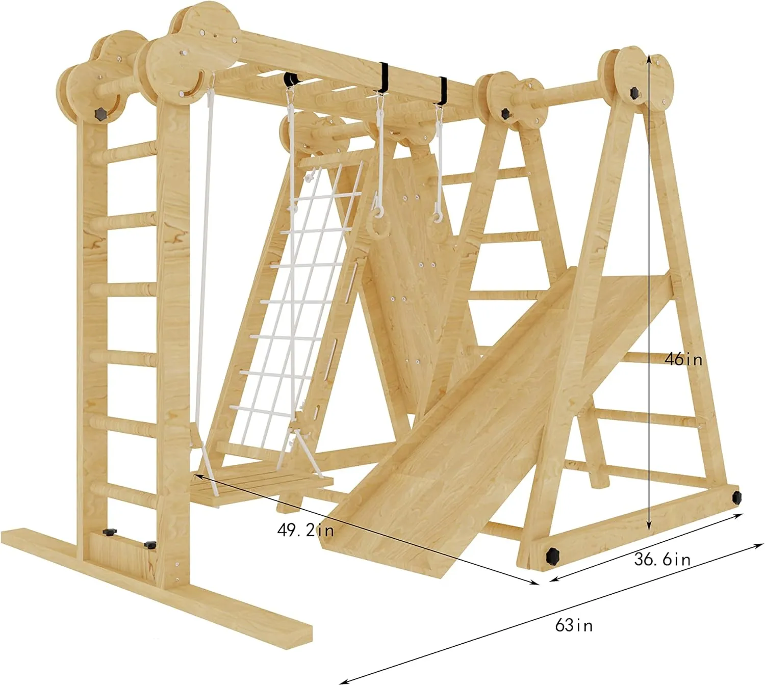 8-in-1 Indoor Playset - Slide, Climbing Wall, Monkey Bars & Swing
