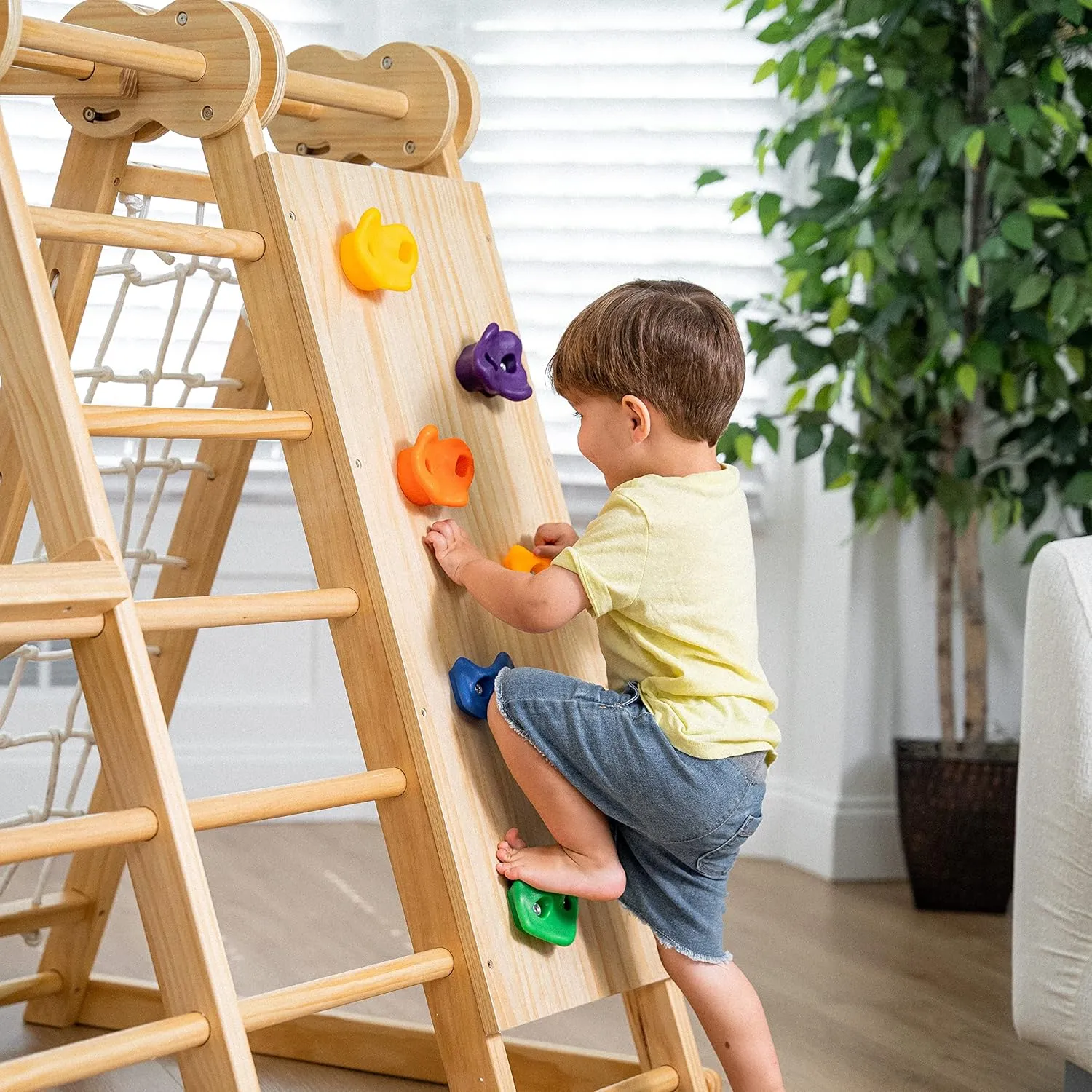 8-in-1 Indoor Playset - Slide, Climbing Wall, Monkey Bars & Swing