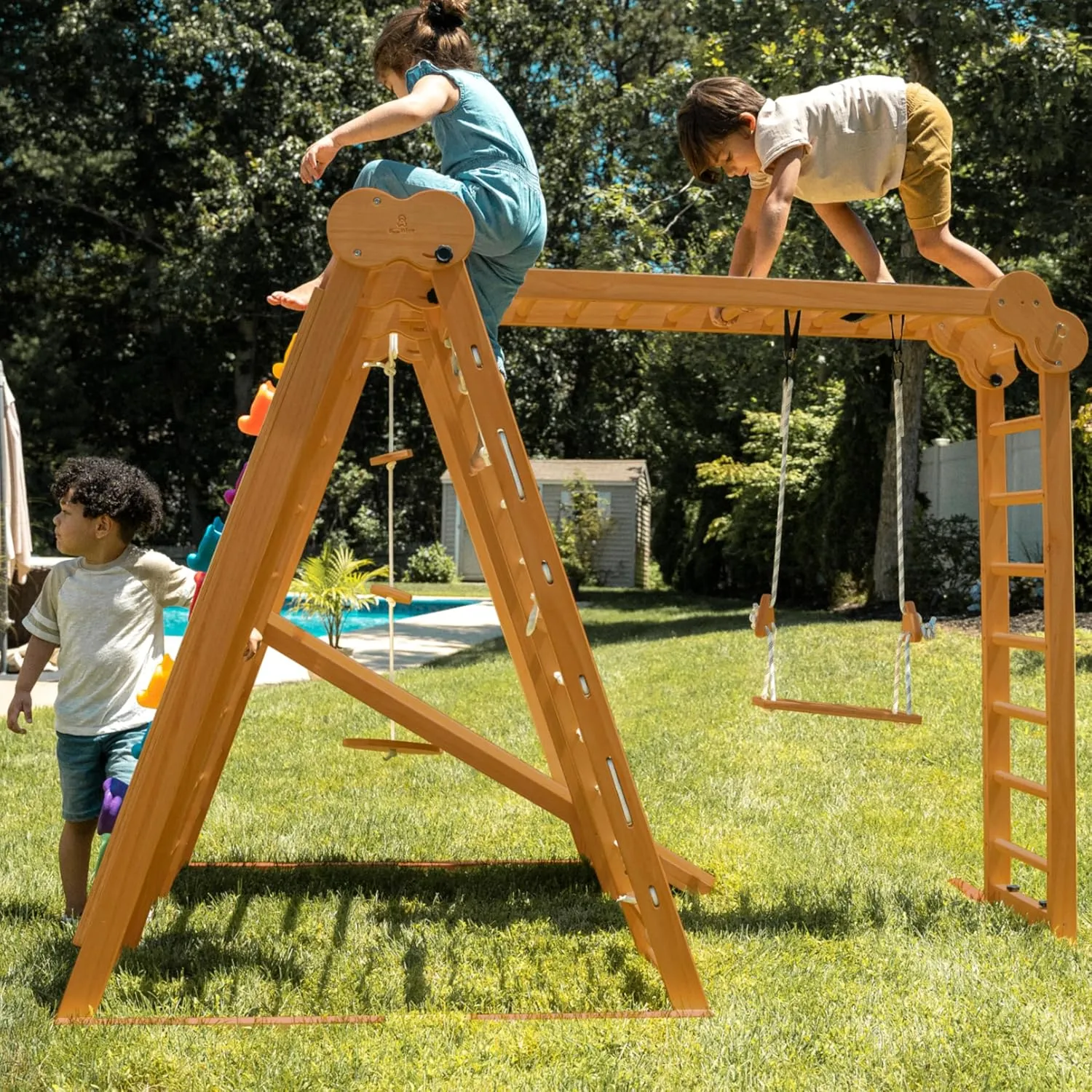 8-in-1 Indoor Playset - Slide, Climbing Wall, Monkey Bars & Swing