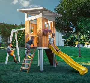 Avenlur Forest - Modern Backyard Outdoor Swing Set 2 Swings And Trapeze Bar