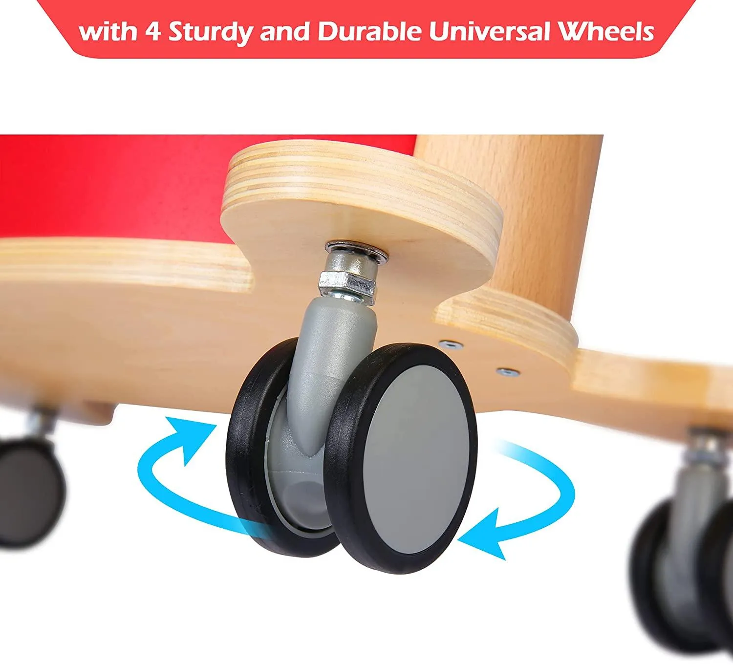 Baby Wooden Balance Toddler Bike with 4 Wheels & Storage Space