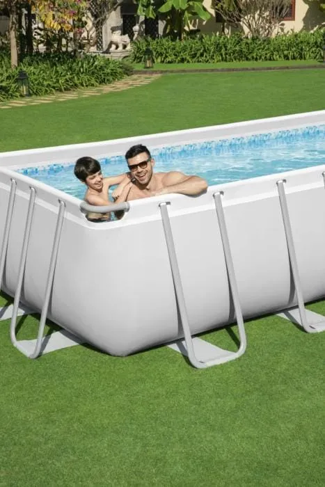 BESTWAY Power Steel 18ft X 9ft X 48in Rectangular Pool Set: Above Ground Pool is easy to set up and built to last - 56468