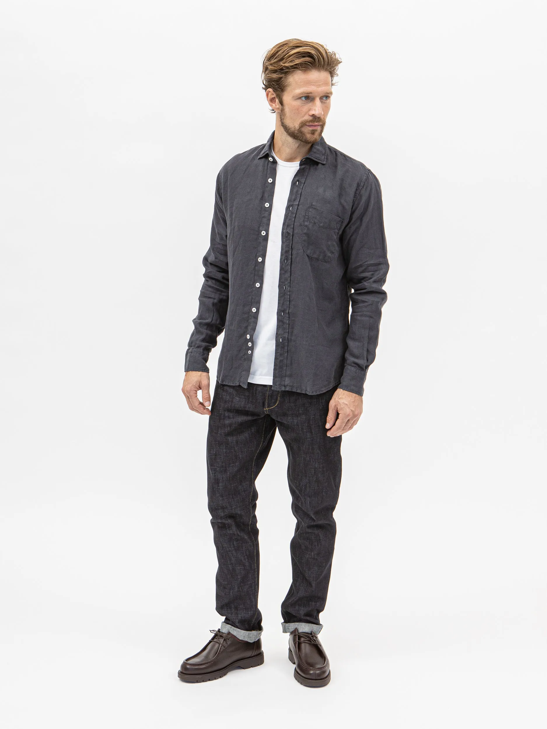 Burrows & Hare Linen Shirt - Charcoal