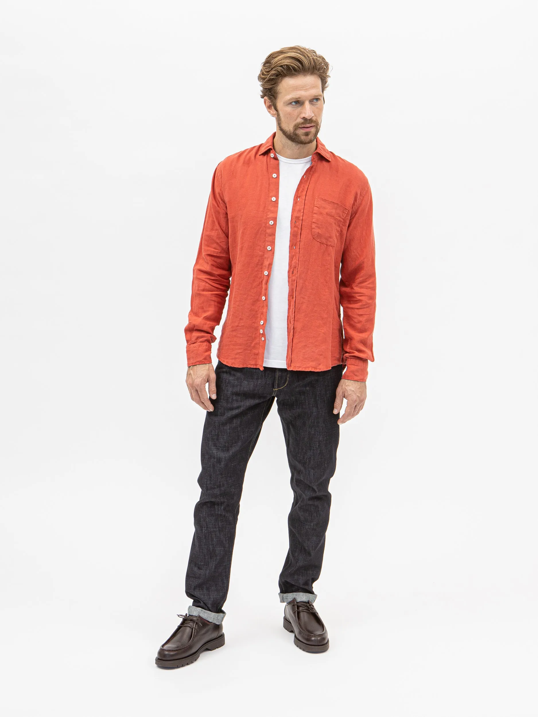 Burrows & Hare Linen Shirt - Rust