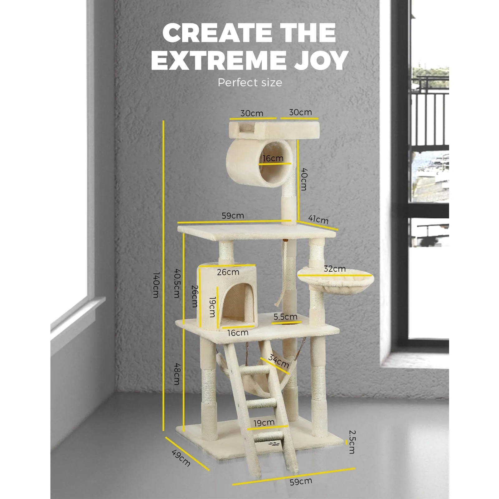 Cat Trees Scratching Post Scratcher Tower Condo House Furniture Kitty Bed 140cm