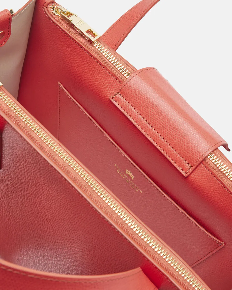 CUOIERIA FIORENTINA BEAUTY TOTE - CORAL