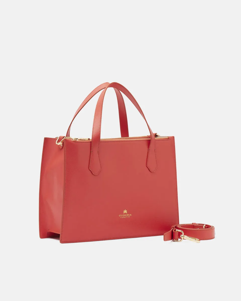 CUOIERIA FIORENTINA BEAUTY TOTE - CORAL