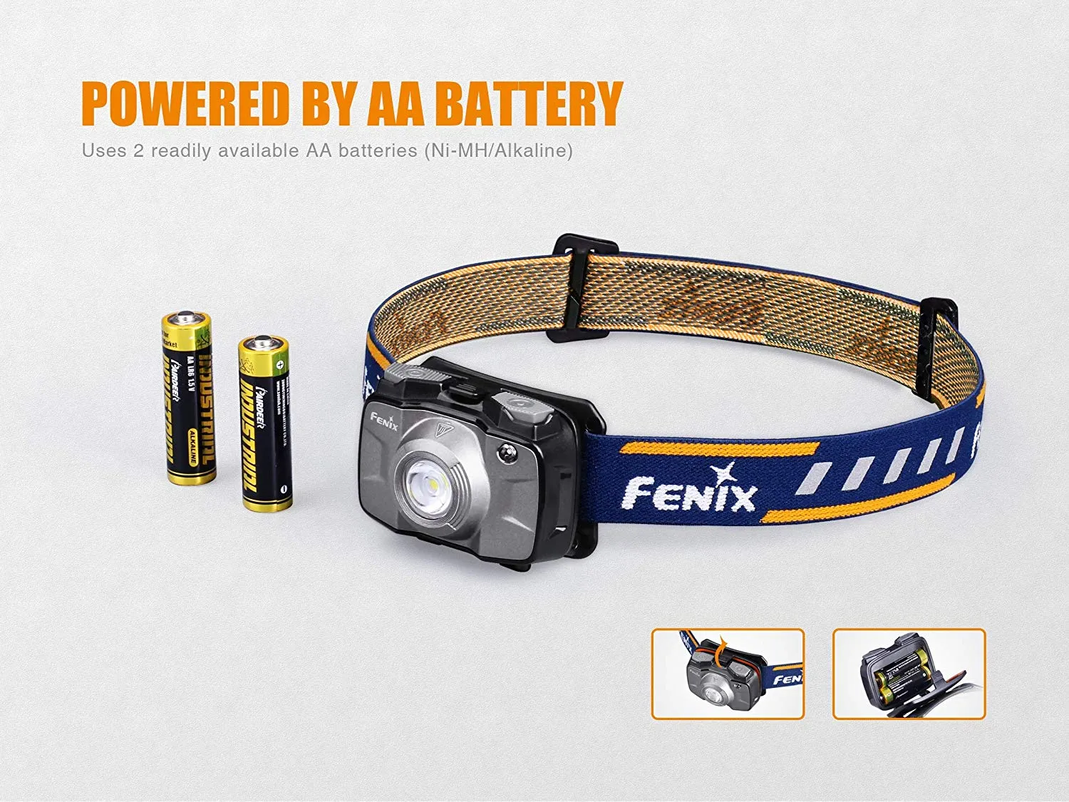 Fenix HL30 2018 300 Lumen LED Headlamp with 2 X EdisonBright AA Alkaline batteries