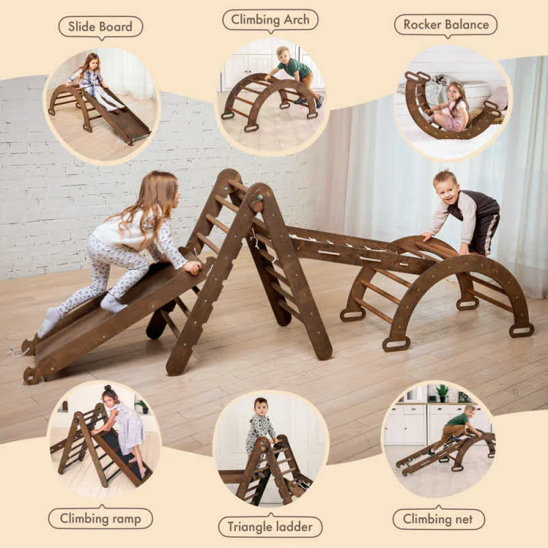 Goodevas 4 in 1 Montessori Climbing Set - Chocolate Color