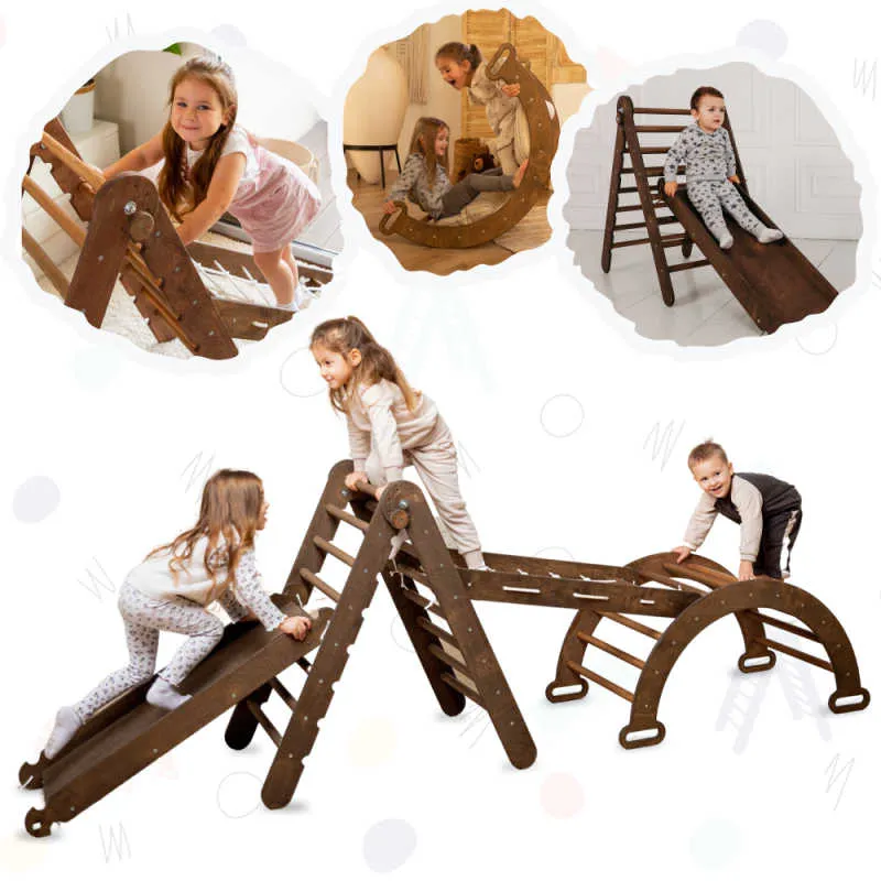 Goodevas 4 in 1 Montessori Climbing Set - Chocolate Color