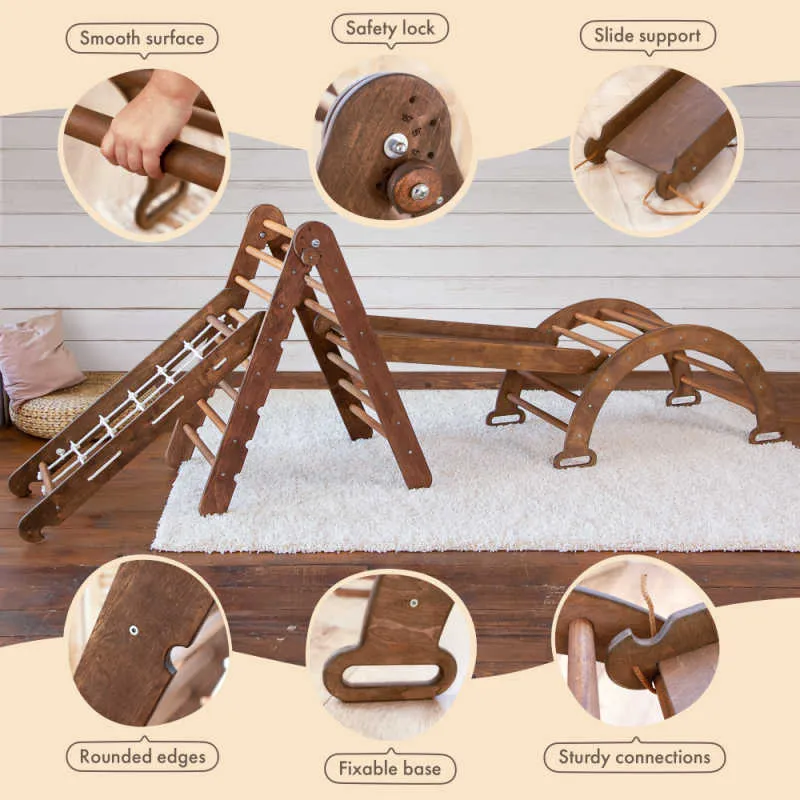 Goodevas 4 in 1 Montessori Climbing Set - Chocolate Color