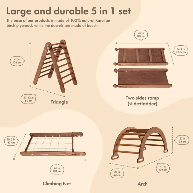 Goodevas 4 in 1 Montessori Climbing Set - Chocolate Color