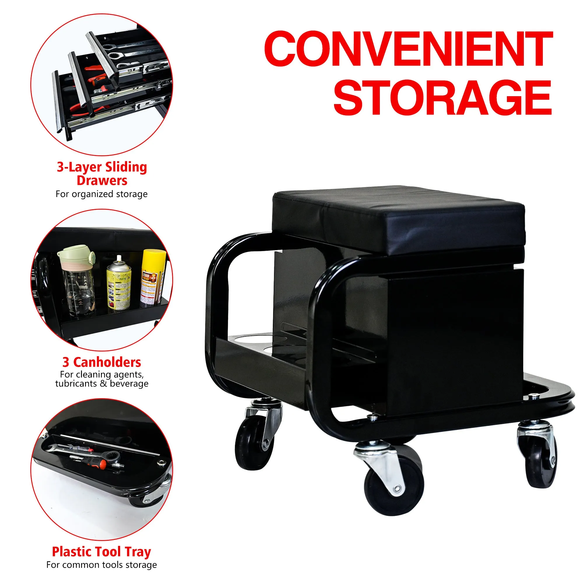 Heavy Duty Workshop Bench - Rolling Bench For Garages And Workshops With 360 Degree Swivel Wheels - Ideal Mechanical Bench or Workshop Bench