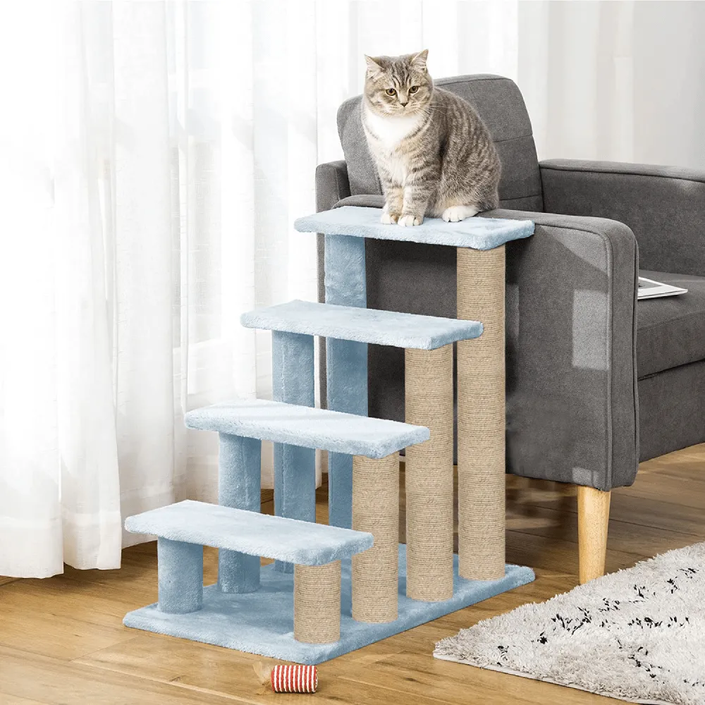 Hiputee Fur Fabric Climbing Stairs for Cats (Grey)