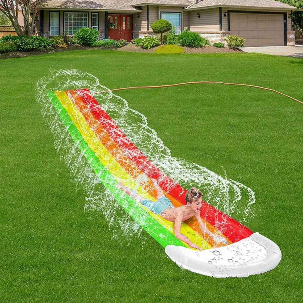 Inflatable Automatic Sprinkler Rainbow Water Slide