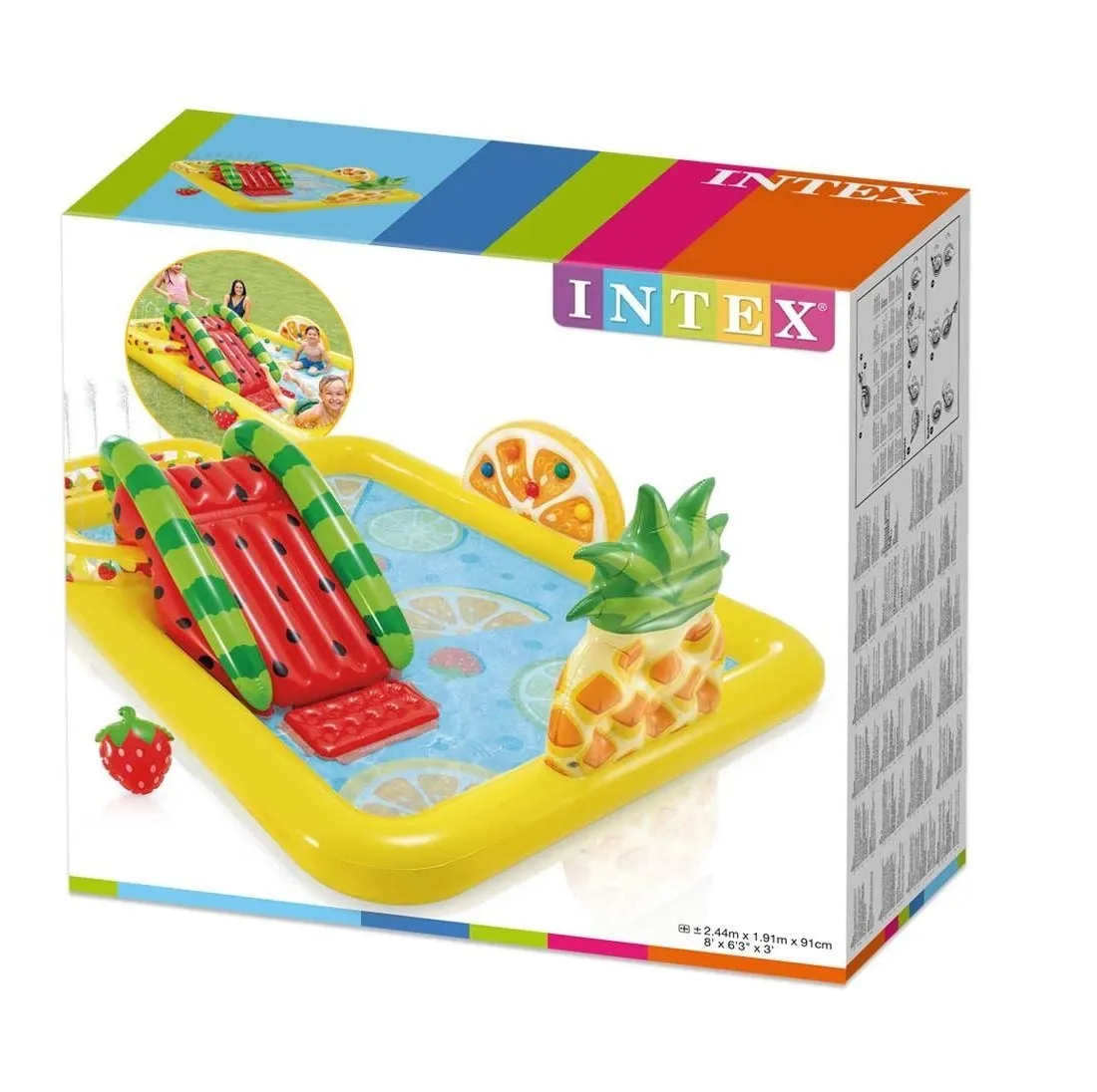 INTEX Fun'N Fruity Inflatable Play Centre Paddling Pool & Water Slide