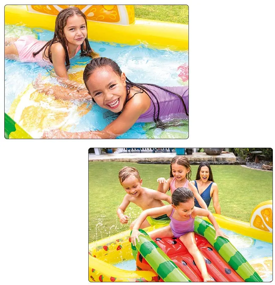 INTEX Fun'N Fruity Inflatable Play Centre Paddling Pool & Water Slide