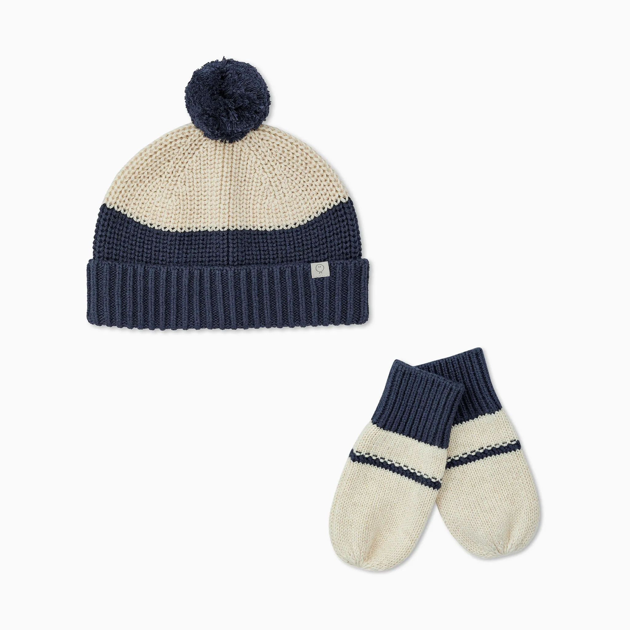 Knitted Colourblock Beanie & Mittens Set