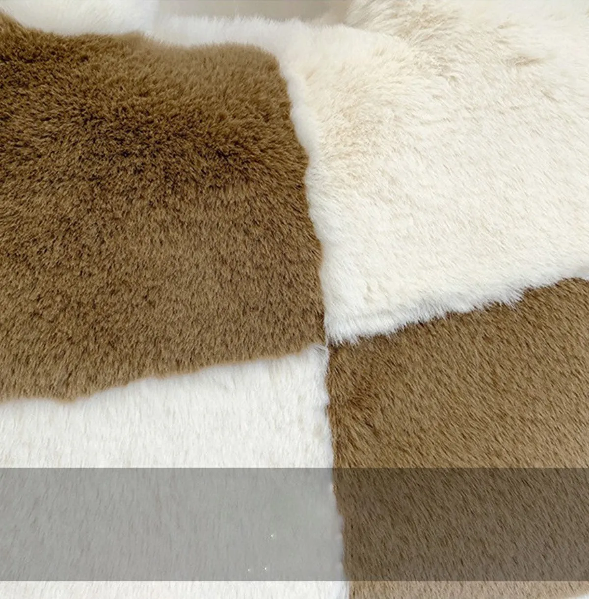 Large & Small Plush Fluffy checkerboard Tote Bags