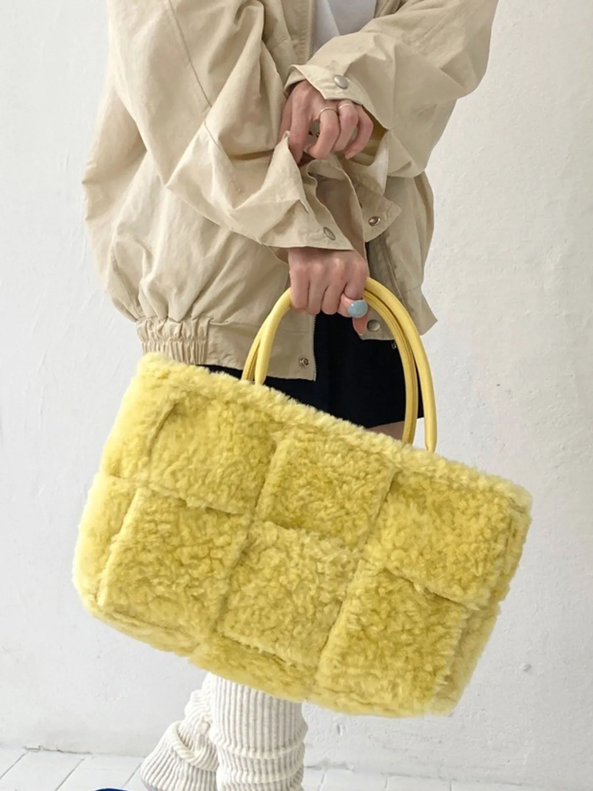 Large Capacity Plush Lamb Wool Tote Bag