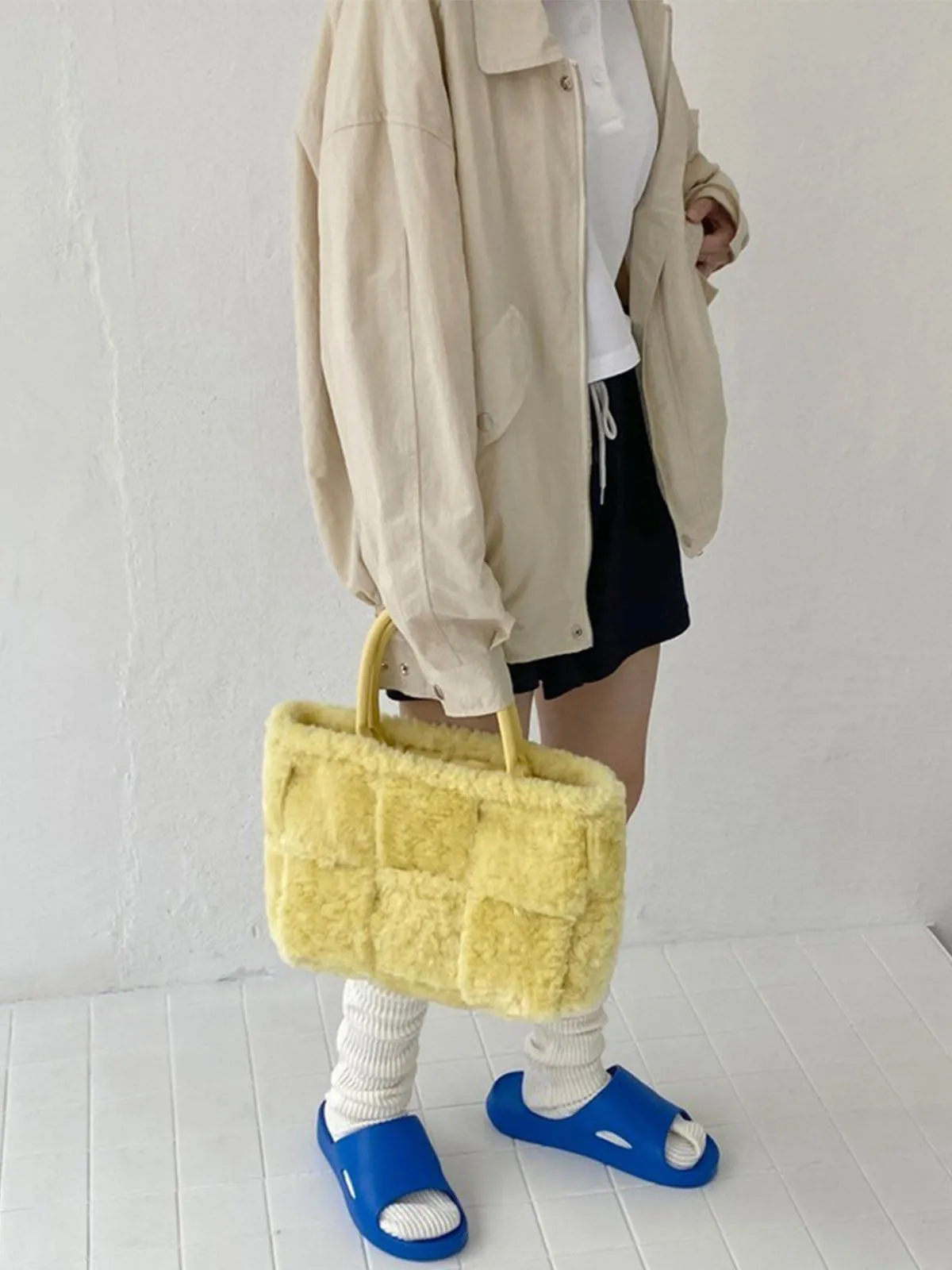 Large Capacity Plush Lamb Wool Tote Bag