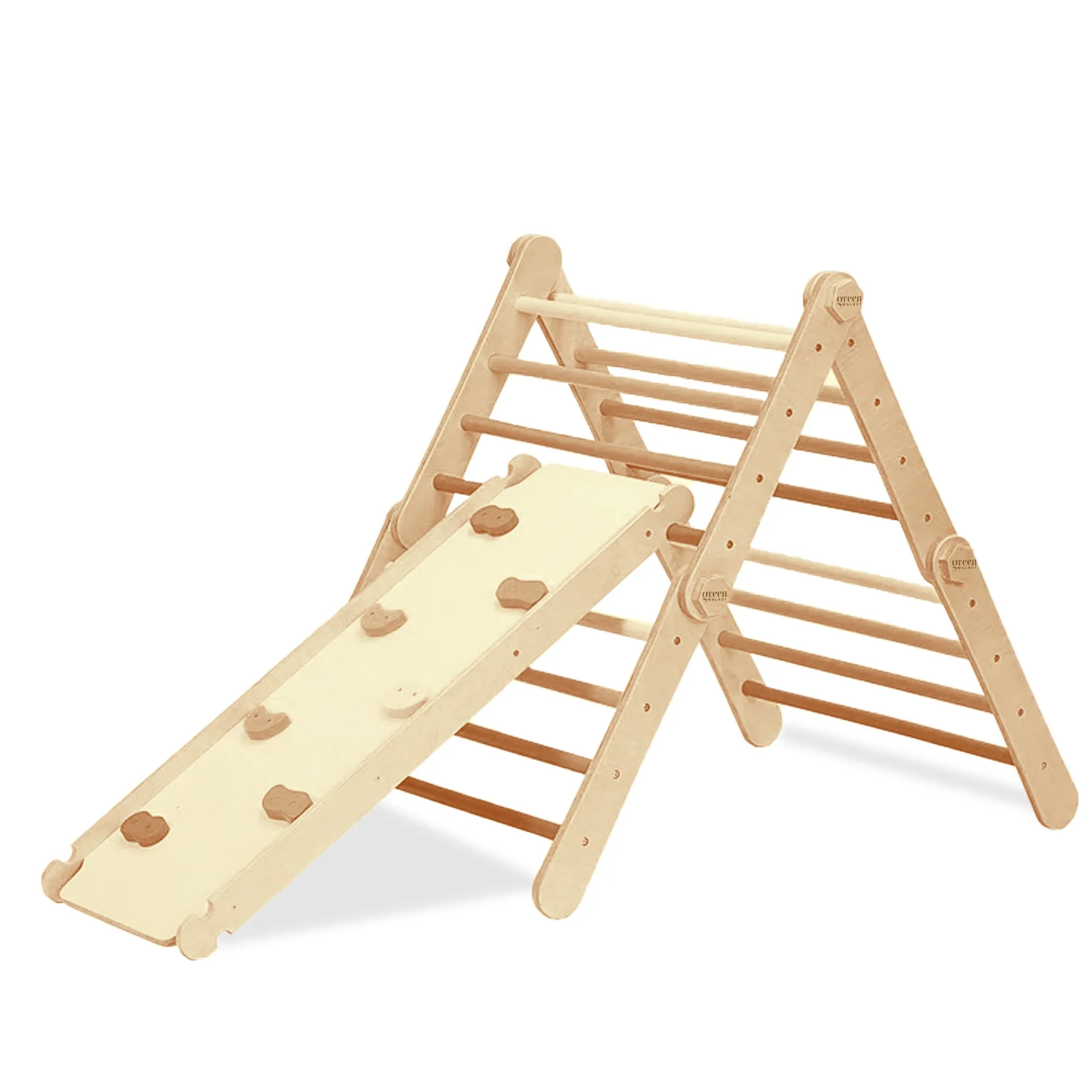 Large Convertible Wooden Pikler Triangle Gym With Slide & Ramp | Multifold Climbing Gym
